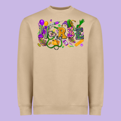 Nurse Mardi Gras Heavyweight Sweatshirt Designed By Fadigitalartstudio