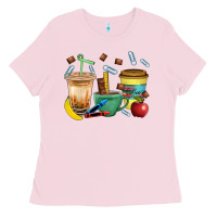 Bubblegum Pink School Boy Coffee Cup Bbs Ladies Tee - BundleAndBundleShop