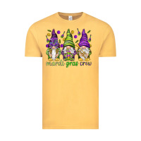 Vintage Mustard Mardi Gras crew with gnomes Vintage Tee - NancyCooperArtShop