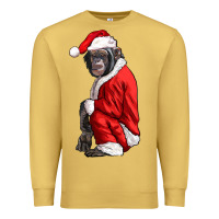 Antique Gold Chimpanzee With Santa Clothes Premium Sweatshirt - LillyAllenDesigns