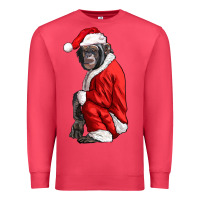 Cardinal Chimpanzee With Santa Clothes Premium Sweatshirt - LillyAllenDesigns