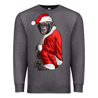 Charcoal Heather Chimpanzee With Santa Clothes Premium Sweatshirt - LillyAllenDesigns