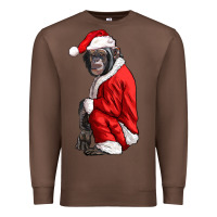 Chestnut Chimpanzee With Santa Clothes Premium Sweatshirt - LillyAllenDesigns