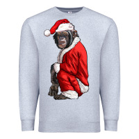 Heather Grey Chimpanzee With Santa Clothes Premium Sweatshirt - LillyAllenDesigns