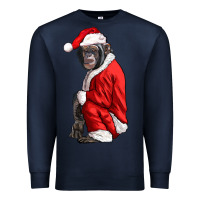 Navy Chimpanzee With Santa Clothes Premium Sweatshirt - LillyAllenDesigns