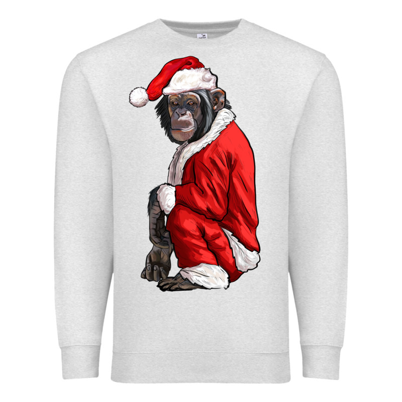 Chimpanzee With Santa Clothes Premium Sweatshirt by LillyAllenDesigns | Teevron