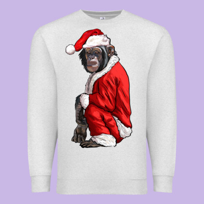 Chimpanzee With Santa Clothes Premium Sweatshirt Designed By Lillyallendesigns