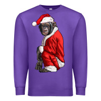 Purple Chimpanzee With Santa Clothes Premium Sweatshirt - LillyAllenDesigns