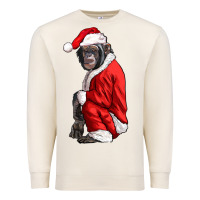 Sandshell Chimpanzee With Santa Clothes Premium Sweatshirt - LillyAllenDesigns