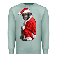 Seafoam Chimpanzee With Santa Clothes Premium Sweatshirt - LillyAllenDesigns