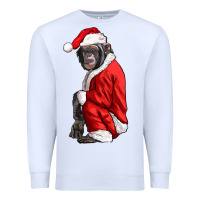 White Chimpanzee With Santa Clothes Premium Sweatshirt - LillyAllenDesigns