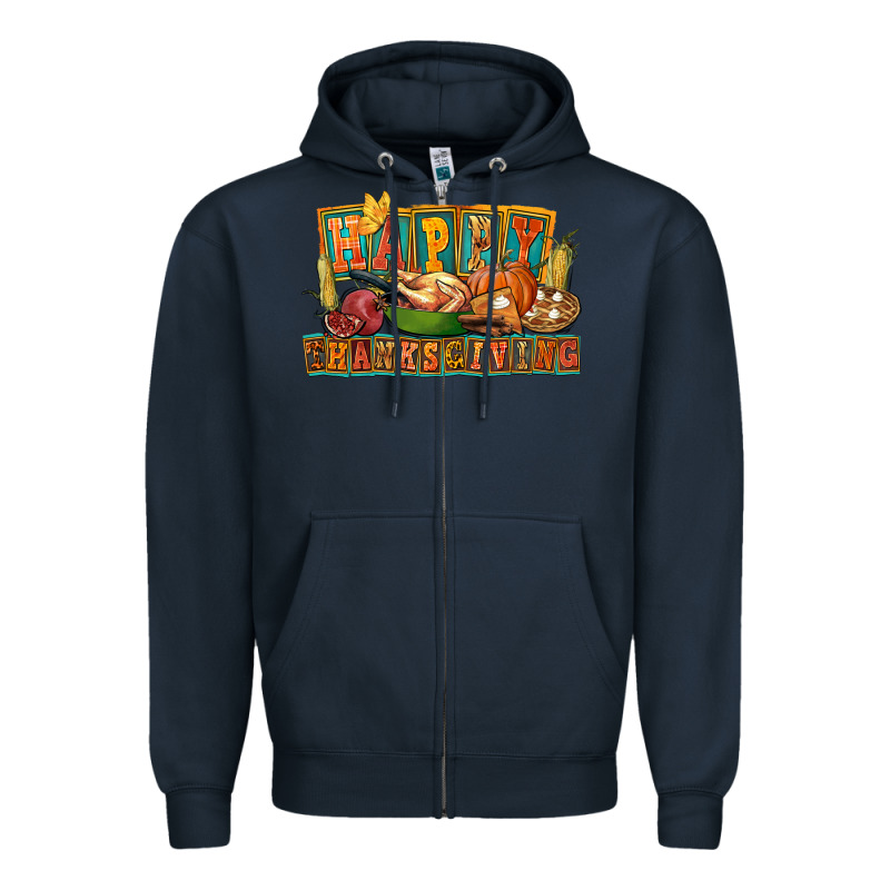 Happy Thanksgiving Zipper Hoodie by FaDigitalArtStudio | Teevron