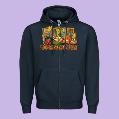 Happy Thanksgiving Zipper Hoodie Designed By Fadigitalartstudio