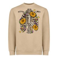 Mardi Gras Chest Sunflowers Skeleton Heavyweight Sweatshirt | Teevron