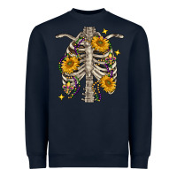 Navy Mardi Gras chest sunflowers skeleton Heavyweight Sweatshirt - FaDigitalArtStudio