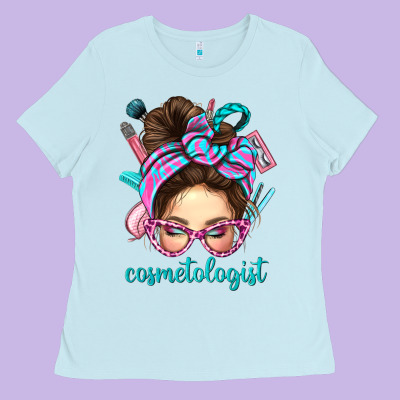 Messy Bun Cosmetologist Bbs Ladies Tee Designed By Bundleandbundleshop