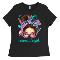 Black Messy Bun Cosmetologist Bbs Ladies Tee - BundleAndBundleShop