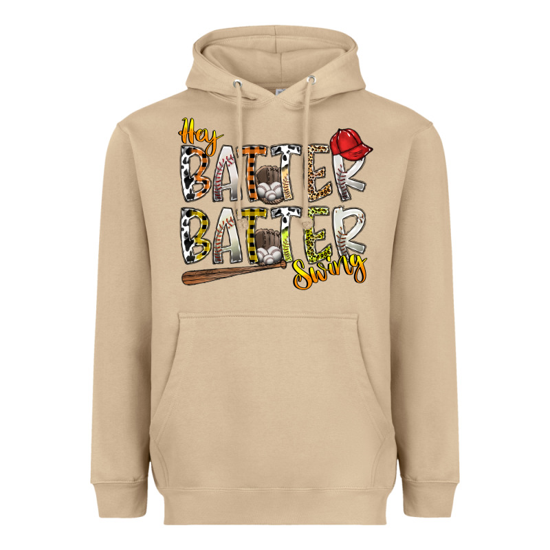 Hey Batter Batter Swing Heavyweight Hoodie by SublimationCraftShop | Teevron
