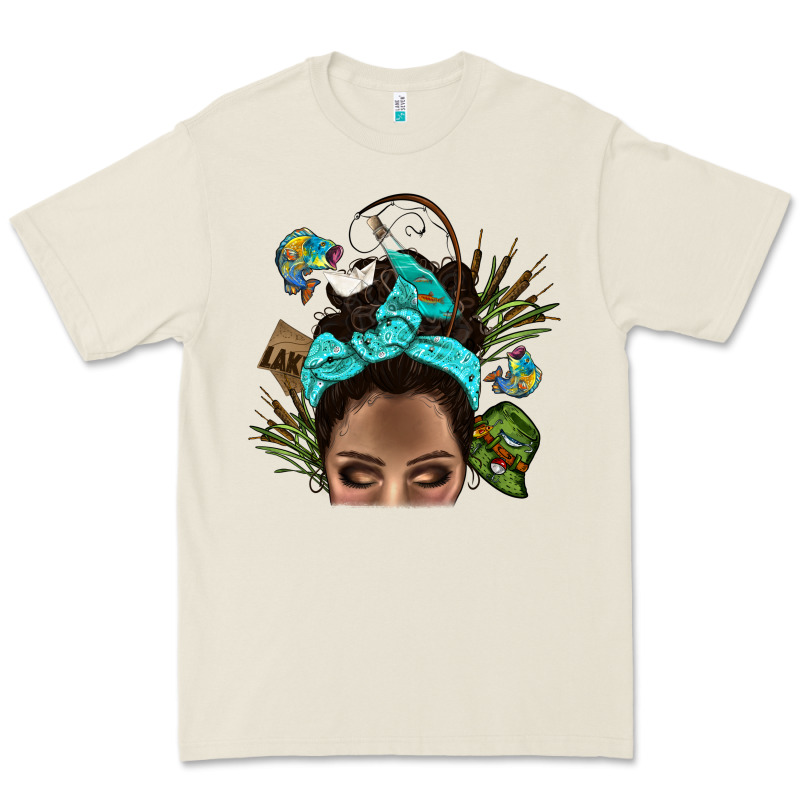 Lake Camping Afro Messy Bun Bbs Premium Tee by BundleAndBundleShop | Teevron