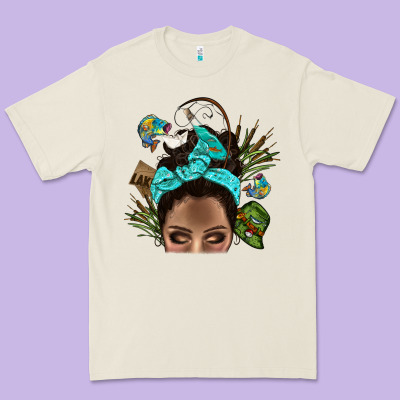 Lake Camping Afro Messy Bun Bbs Premium Tee Designed By Bundleandbundleshop