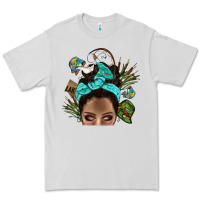 Dove Grey Lake Camping Afro Messy Bun Bbs Premium Tee - BundleAndBundleShop