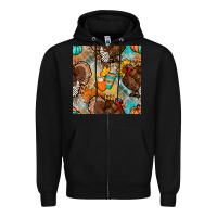 Black thanksgiving turkey seamless pattern Zipper Hoodie - BundleAndBundleShop