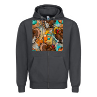 Smoke thanksgiving turkey seamless pattern Zipper Hoodie - BundleAndBundleShop