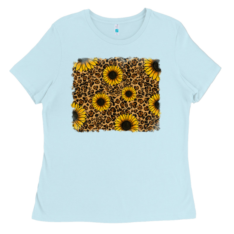 Leopard Sunflowers Background Ladies Tee by RanaPortraitStore | Teevron