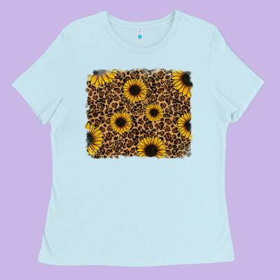 Leopard Sunflowers Background Ladies Tee Designed By Ranaportraitstore