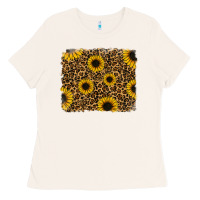 Bone leopard sunflowers background Ladies Tee - RanaPortraitStore