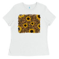 White leopard sunflowers background Ladies Tee - RanaPortraitStore