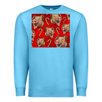 Ocean Blue Yorkshire Pig And Candy Cane Premium Sweatshirt - LillyAllenDesigns