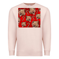Pale Pink Yorkshire Pig And Candy Cane Premium Sweatshirt - LillyAllenDesigns