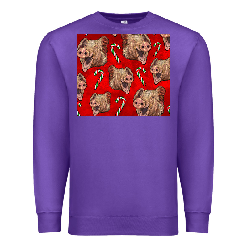 Yorkshire Pig And Candy Cane Premium Sweatshirt by LillyAllenDesigns | Teevron