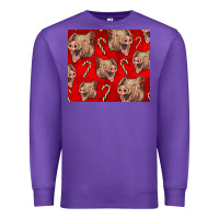 Purple Yorkshire Pig And Candy Cane Premium Sweatshirt - LillyAllenDesigns