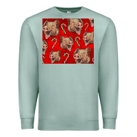 Seafoam Yorkshire Pig And Candy Cane Premium Sweatshirt - LillyAllenDesigns