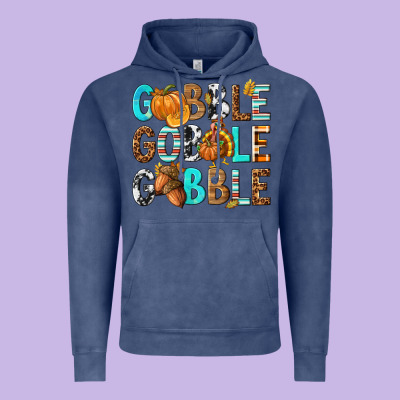 Gobble Gobble Gobble With Turkey Vintage Hoodie Designed By Texasbilliewilder