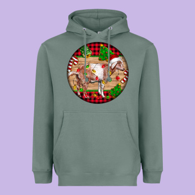 Nubian Goat Christmas Heavyweight Hoodie Designed By Lillyallendesigns