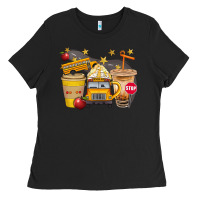 Black School Bus Coffee And Star Bbs Ladies Tee - BundleAndBundleShop