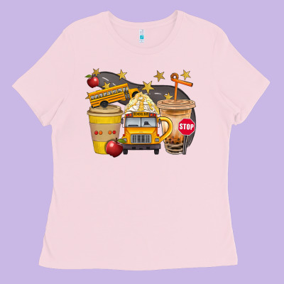 School Bus Coffee And Star Bbs Ladies Tee Designed By Bundleandbundleshop
