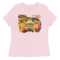 Bubblegum Pink School Bus Coffee And Star Bbs Ladies Tee - BundleAndBundleShop