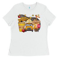 White School Bus Coffee And Star Bbs Ladies Tee - BundleAndBundleShop