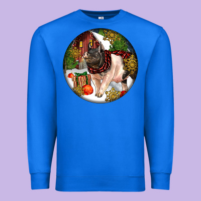 Hampshire Sow Pig Christmas Premium Sweatshirt Designed By Lillyallendesigns