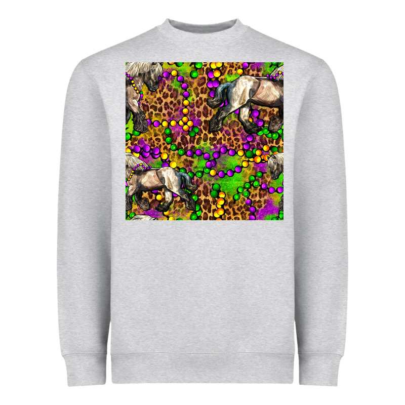 Mardi Gras Leopard Horse Seamless Pattern Heavyweight Sweatshirt by FaDigitalArtStudio | Teevron
