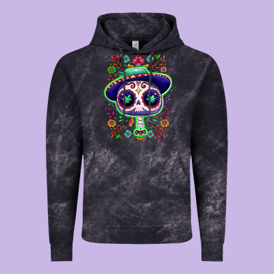 Mexican Day Of Dead Sugar Skull Vintage Hoodie Designed By Nancycooperartshop
