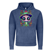 Vintage Denim Mexican Day of dead sugar skull Vintage Hoodie - NancyCooperArtShop