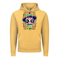 Vintage Mustard Mexican Day of dead sugar skull Vintage Hoodie - NancyCooperArtShop