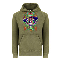Vintage Olive Mexican Day of dead sugar skull Vintage Hoodie - NancyCooperArtShop