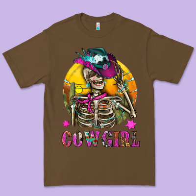 Cowgirl Skeleton With Landscape Premium Tee Designed By Bundleandbundleshop