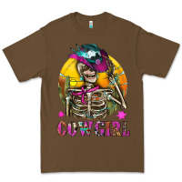 Cacao Cowgirl Skeleton With Landscape Premium Tee - BundleAndBundleShop